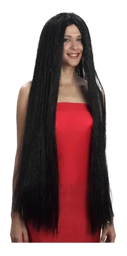 Peluca Extra Larga Rubia Roja Morocha Negra Cotillon
