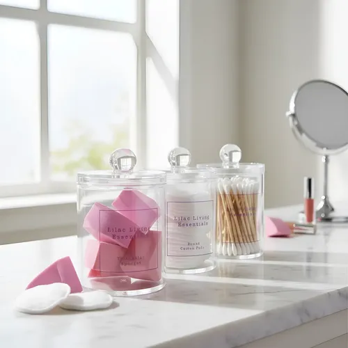 Set X3 Organizador Acrílico Algodón Hisopos Maquillaje