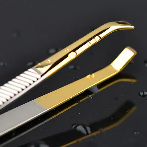 Pinza Para Cejas Curva Portátil Acero Inoxidable