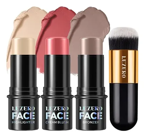 Lezero Kit Contorno Rostro Iluminador Rubor Bronzer Paleta