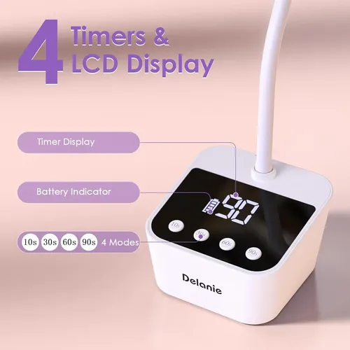 Lámpara Uv Led Recargable Blanca Para Uñas Gel