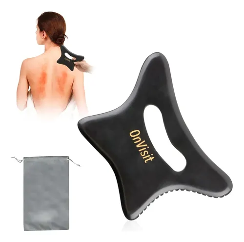 Kit Gua Sha Piedra Bian Negra Grande Para Masajes