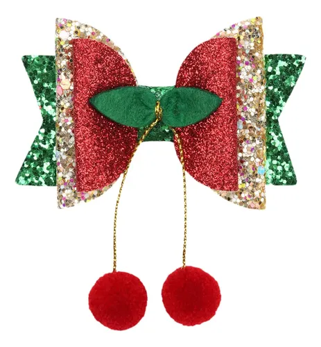 Moño Navideño Accesorio Para El Cabello De Cerezas