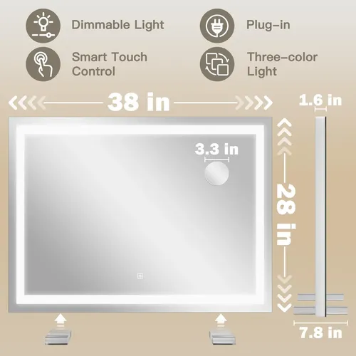 Espejo De Vanidad Con Luz Led Rolove 96x71cm Blanco
