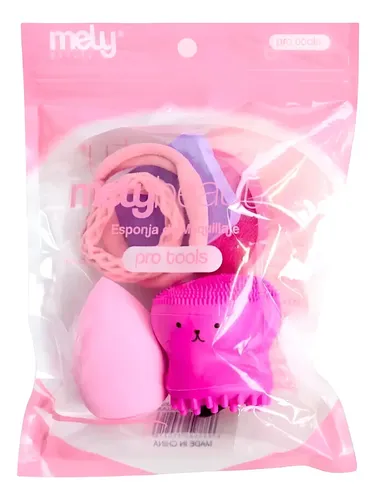 Set Esponjas Para Maquillaje X4 Colitas Y Exfoliante