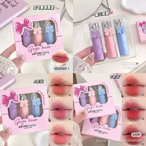 Set X3 Labiales Air Fog Feeling Lip Mud Gege Bear