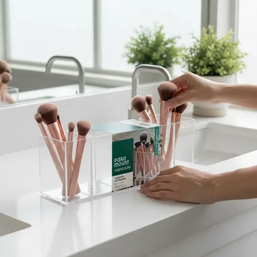 Organizador Brochas Maquillaje Gafas Acrílico 5 Divisiones