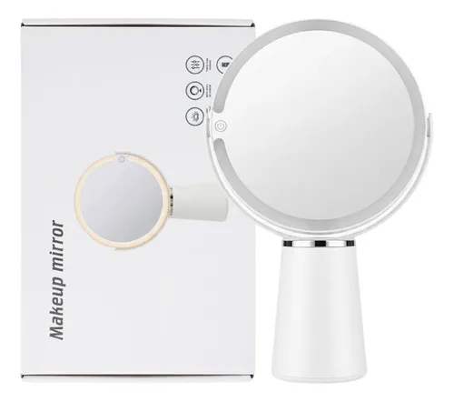 Espejo Con Luz Led Touch Recargable Usb 3 Tonos Maquillaje