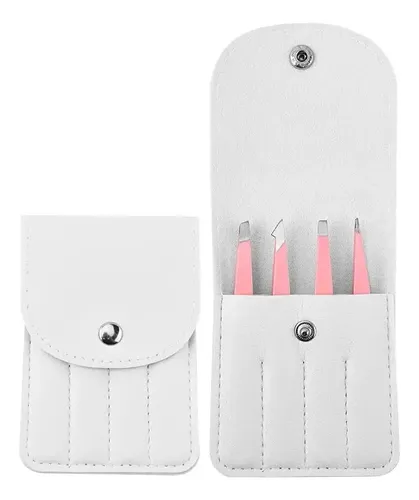 Set De 4 Pinzas Profesional Acero Inoxidable Para Cejas