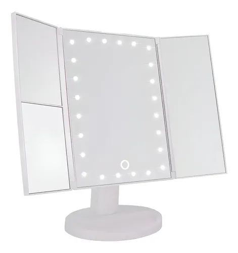 Espejo De Maquillaje Pantalla Táctil Luz Led Giratorio 180 Suono