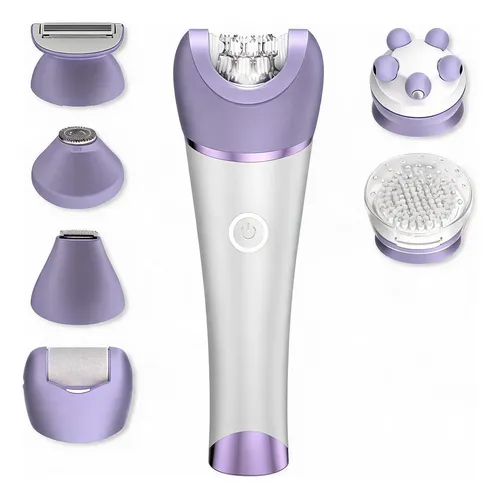 Depiladora Eléctrica 7 En 1 Ipx7 Con Cepillo Facial Y Masaje Purple And White