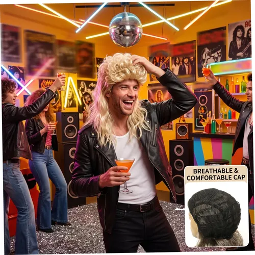 Peluca Retro Punk De Los 80s Para Hombre Rubio Claro Rubio Claro