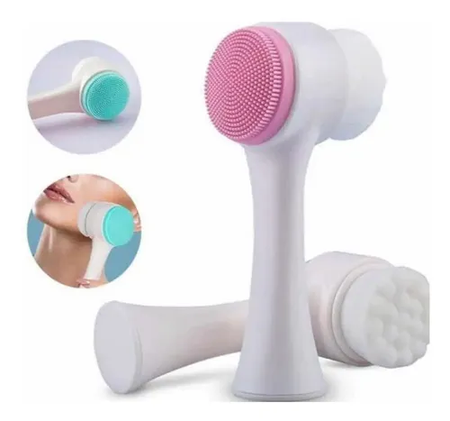 Limpiador Facial Silicona Y Cepillo Doble Manual Exfoliante