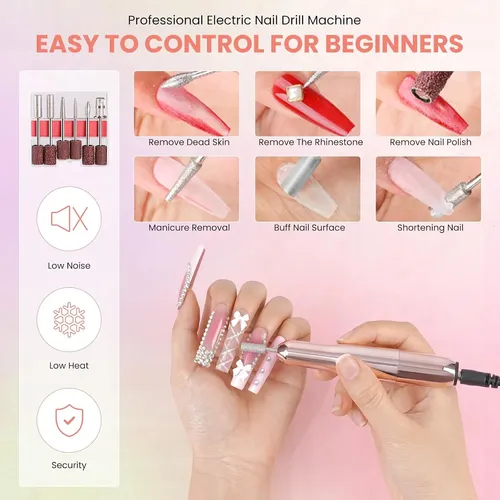 Kit Uñas Acrílicas Profesional Rosa Holográfico Con Lámp