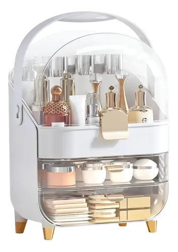 Organizador Maletin Con Manija Porta Maquillaje Cajones Tapa