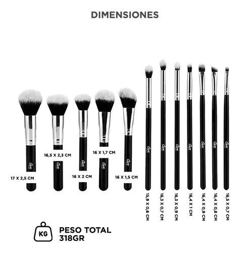Set 12 Brochas Maquillaje Cosmética Gadnic Suaves Ojo Rostro
