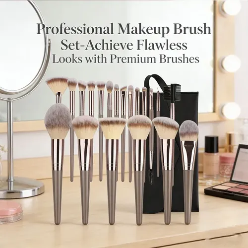Set 20 Pinceles De Maquillaje Profesional Con Estuche