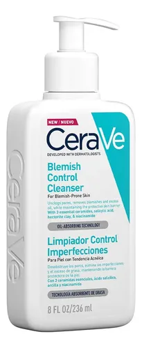 Cerave Limpiador Control Imperfecciones 236ml, Piel Grasa Momento de aplicación Día/Noche