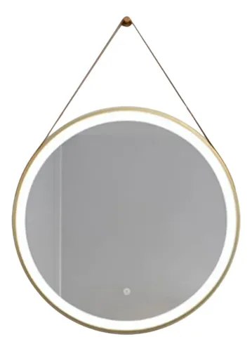 Espejo Redondo Luz Led Frontal Aluminio Dorado 60 Cm