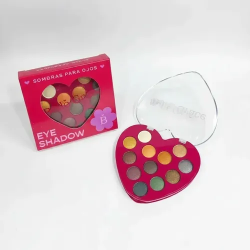 Sombra Ojos Brillante Tono 02 Paleta Corazon 12 Tonos Maquillaje Rostro Veoquiero