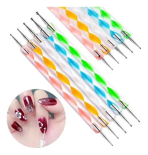 Kit 10 Herramientas Para Uñas Con Pinceles Y Dotting