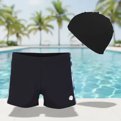 Kit Natacion Zunga Malla Hombre Uv50 Folau Playa Gorro Lycra