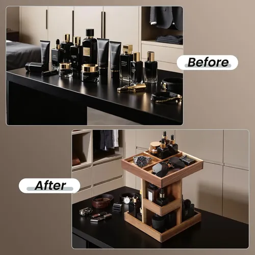 Organizador De Perfumes Giratorio 3 Niveles Rustico 22cm