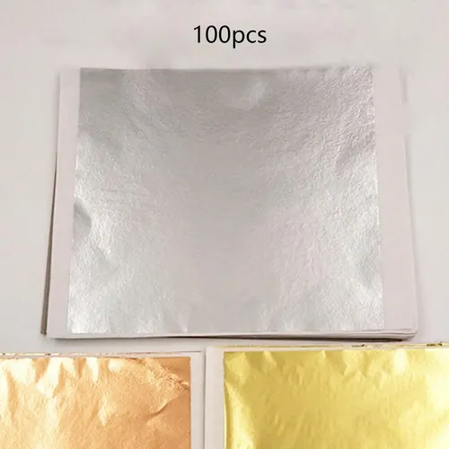 100x Hojas Doradas Adorno Bolsa De Regalo Relleno Plata