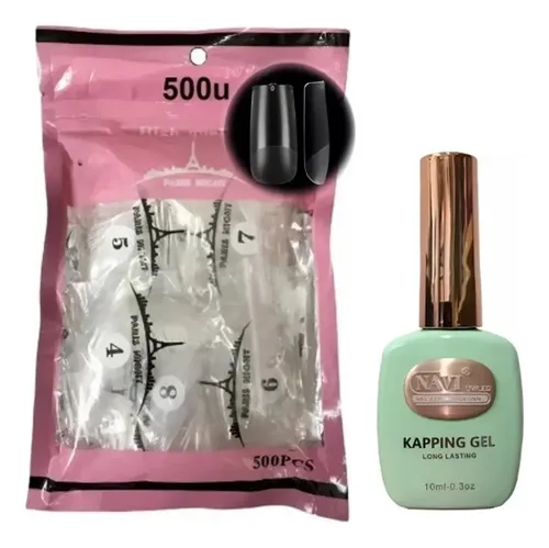 Kit Soft Gel 500 Tips Paris Night + Base Kapping 10ml