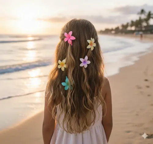 Pack X 6 Hebillas Pico Flor De Pelo Colores Surtidos