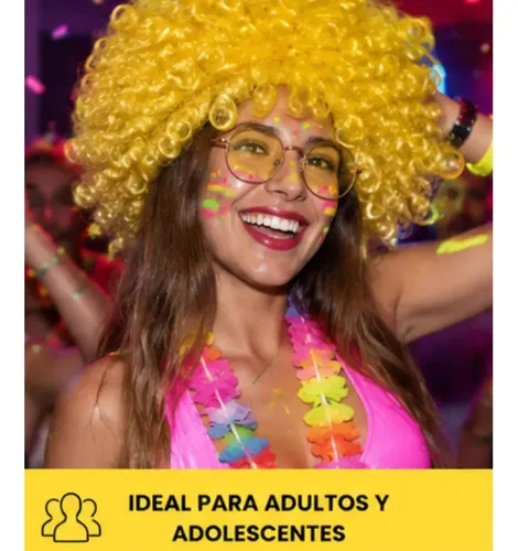 Peluca Afro Grande Fucsia Cotillón Carnaval Fiesta Disfraz