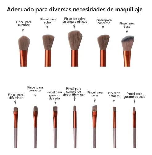 Set De 13 Brochas De Maquillaje Marrón Eri Genérico