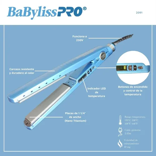 Plancha Planchita Alisado Pelo Wet Digital 2091 Babyliss Pro