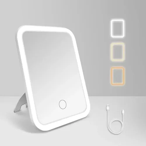 Espejo Maquillaje Luz Led Regulable Usb Recargable Tactil