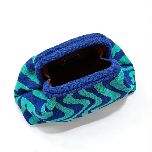 Bolsa De Maquillaje Tejida Gran Espacio Estampado Ondulado V