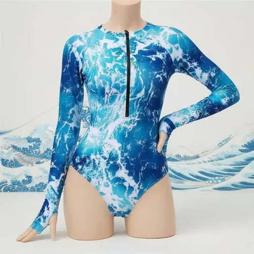 Top De Baño Con Cremallera Frontal, Protección Azul M