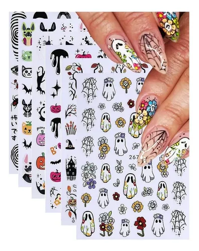 6 Uds Pegatinas De Uñas De Halloween Arte De Uñas Calavera