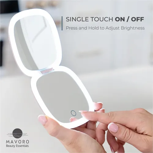 Espejo De Maquillaje De Viaje Con Luz Led Mavoro Recargable