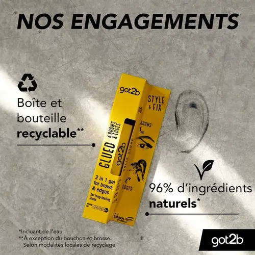 Gel Para Cejas Got2b Glued Browns 2 In 1 Brow &edge Gel X Unidad De 16 Ml Color Negro