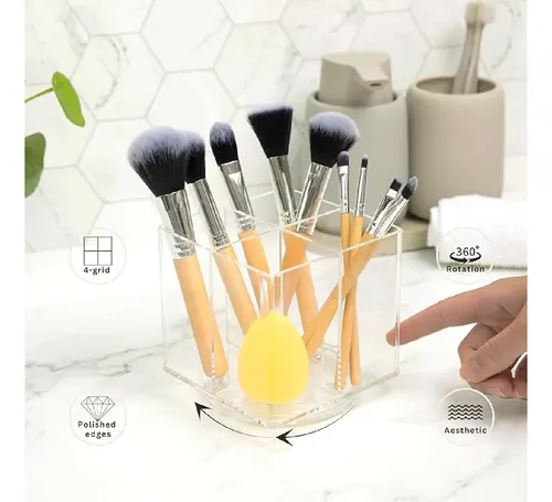 Organizador Multiuso Acrílico Giratorio Porta Maquillajes Color Transparente