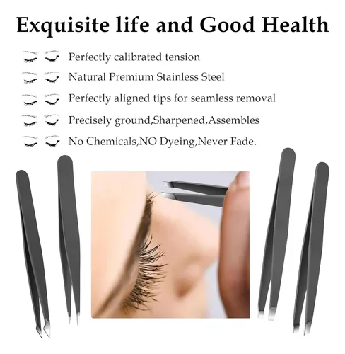 Pinzas De Cejas Profesionales De Acero Inoxidable 4 Piezas