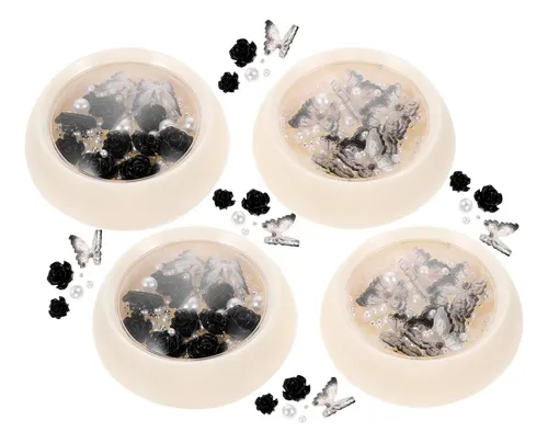 4 Cajas De Colgantes Para Uñas, Perlas, Diamantes De Imitaci
