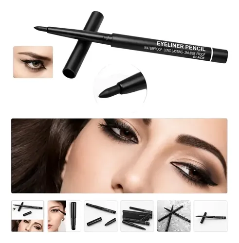 Crayon Delineador Retractil Color Negro Maquillaje De Ojos