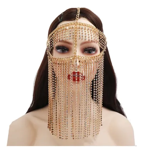 Diadema Con Velo De Mascarada Con Borlas Falsas