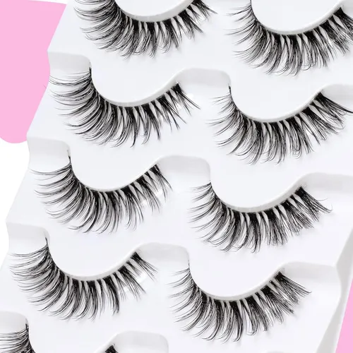 Pestañas Postizas Wispy Veleasha 5 Pares Banda Transparente