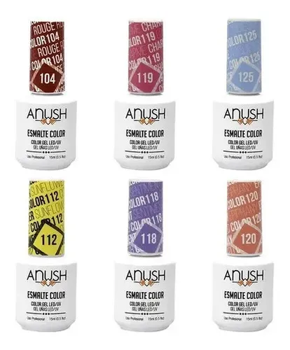 6 Esmaltes Semipermanentes Color X15 Ml Anush
