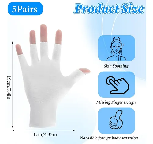 Guantes Sin Dedos Blancos De Algodón Para Piel Seca Y Eczem