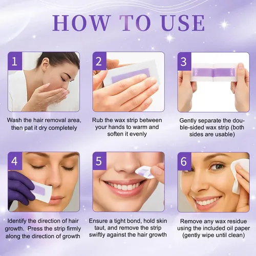 Tiras De Cera Facial Plongtui 40 Tiras Y 4 Toallitas De Acei