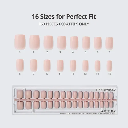Uñas Postizas Btartboxnails Xcoattips Bare 5 Shades Nude