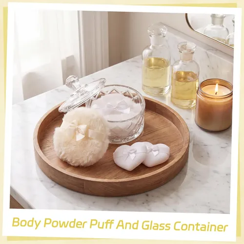 Set Powder Puff Pimoys Con Lazo Blanco/amarillo, 3 Unidades
